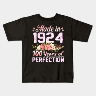 Made In 1924 100 Years Of Perfection 100Th Birthday Kids T-Shirt